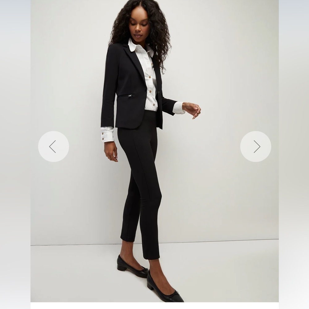 Veronica Beard ZIP BACK SCUBA PANT side 2 NAVY
